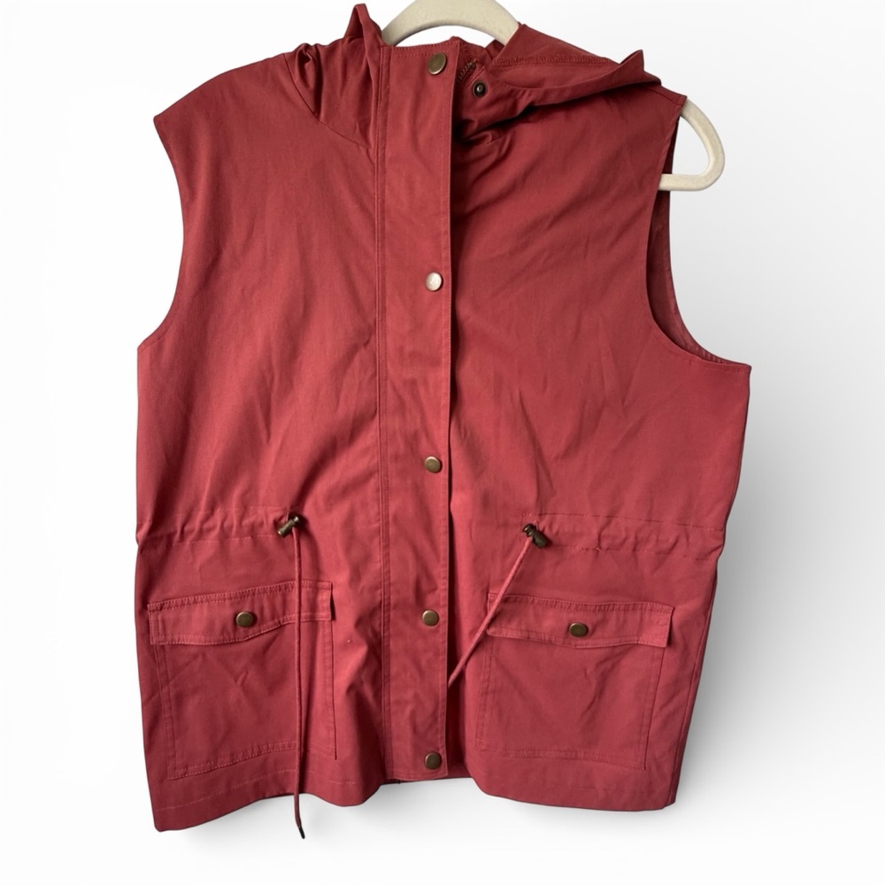Young USA L Rust Utility Hooded Vest Snap Front